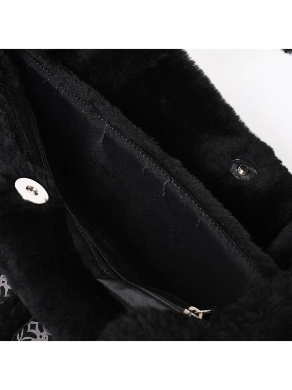 Loewe Handbag Anagram Black Shearling Leather Silver - Picture 12 of 16
